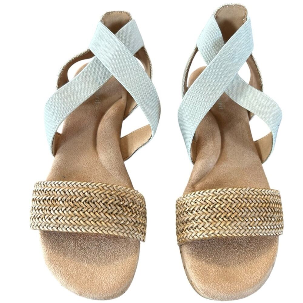 Easy Spirit  Lorena Woven Strappy Cork Wedge Comfort Sandals  Slip On 6.5 - Picture 3 of 9